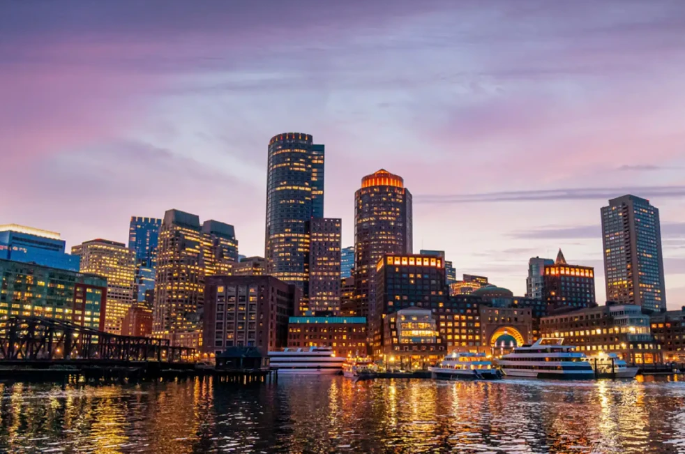 Limo Boston City Tours vehicle in downtown Boston